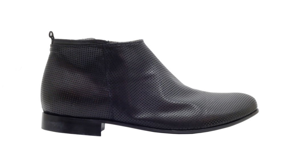 Rocco P. uomo PE 2018 stivaletto in pelle perforata di canguro nero