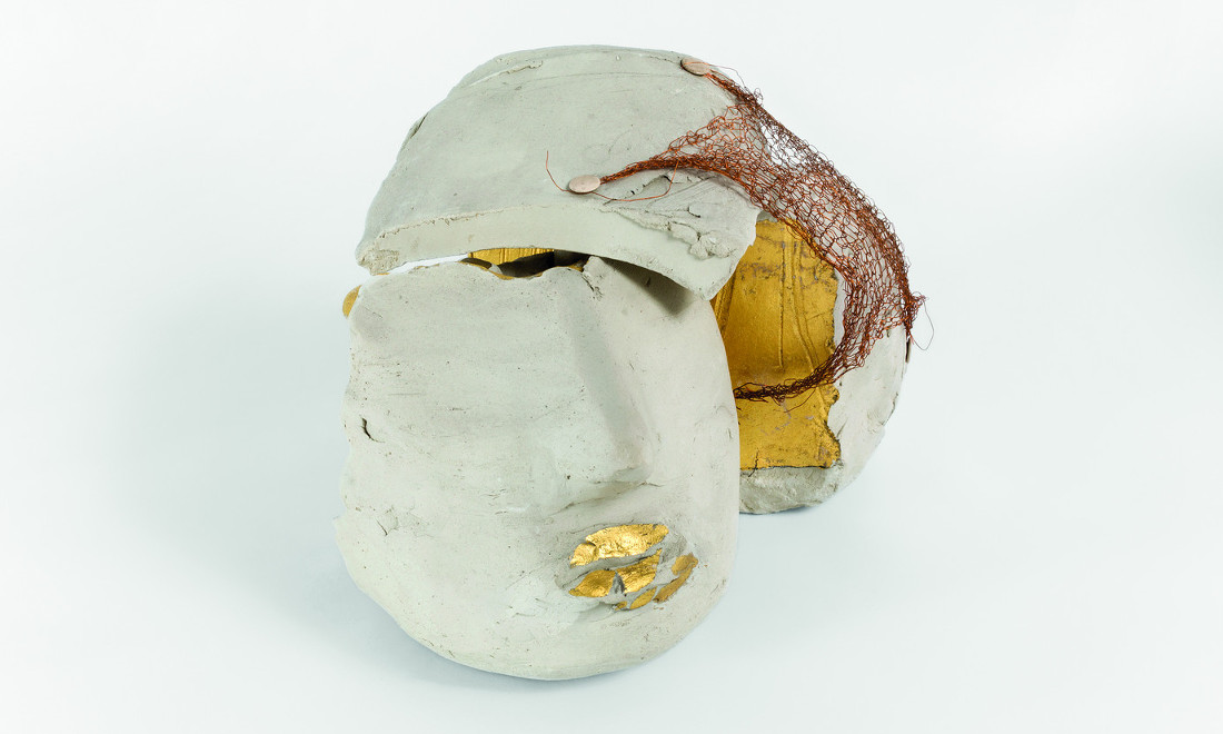 Unfired-clay-thumbtacks-copper-wire-gold-leaf-marisa-merz