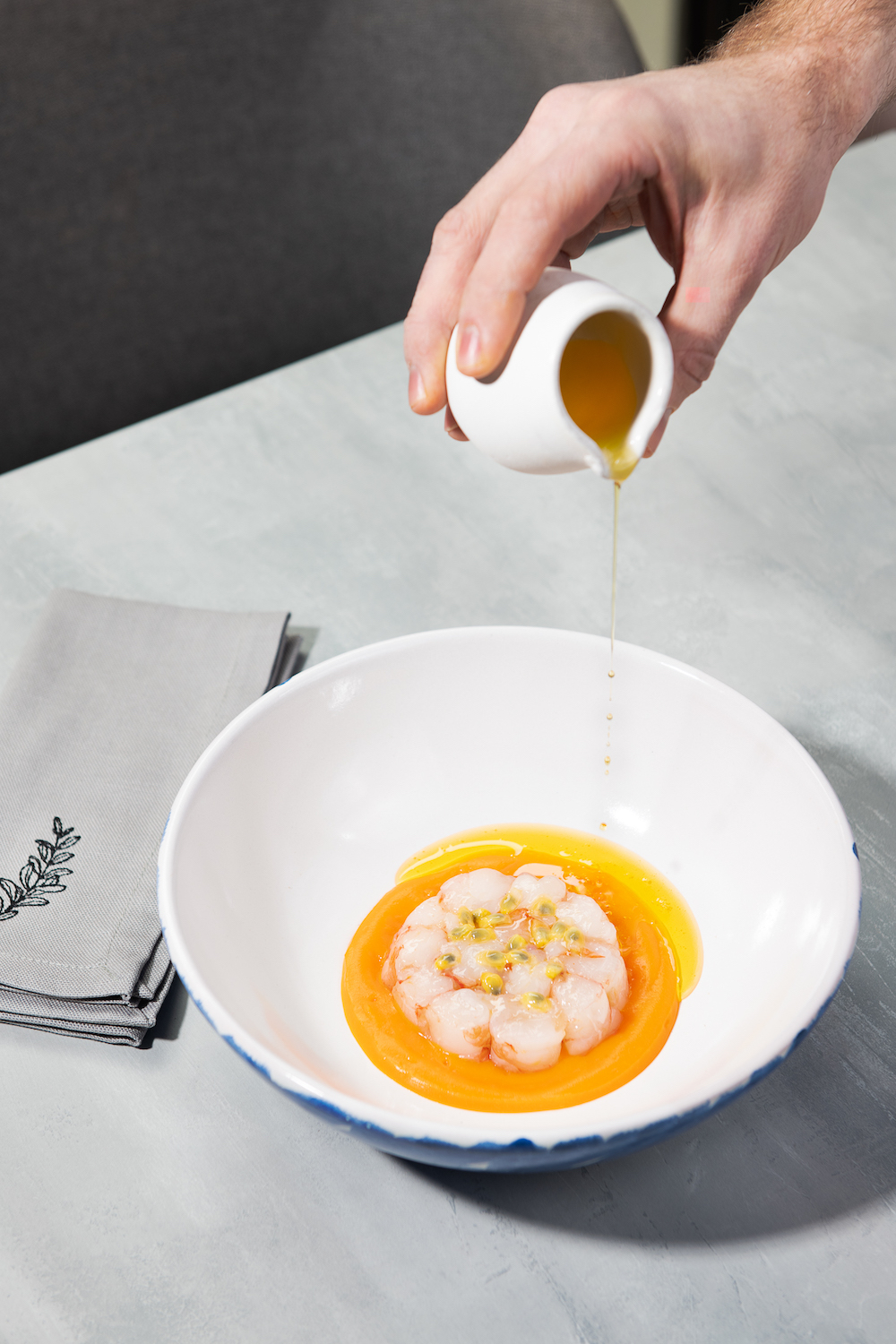 Gambero rosso, carote, burro tiepido