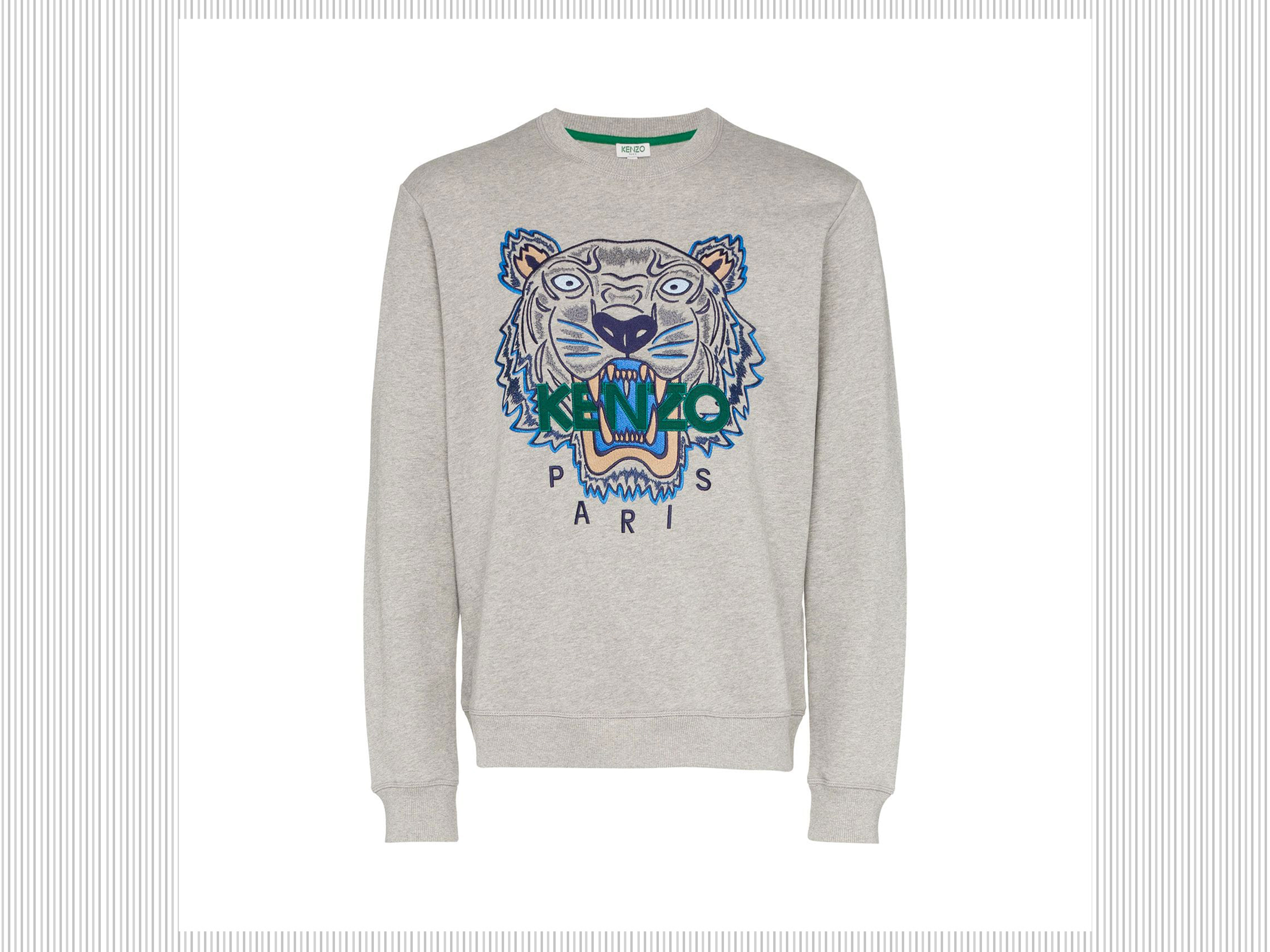 KENZO - Felpa grigia con ricamo