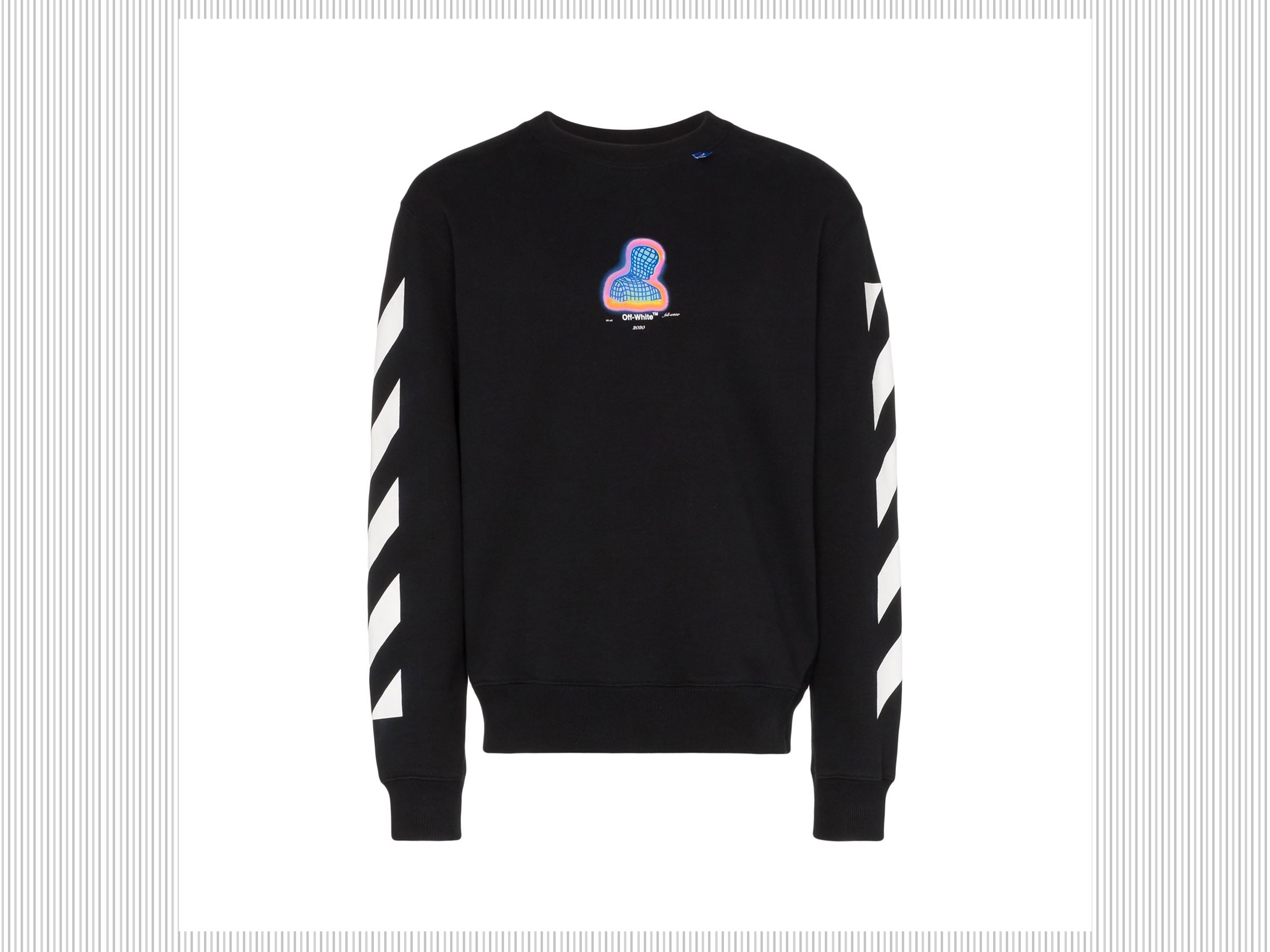 OFF-WHITE - Felpa nera con righe sulla manica