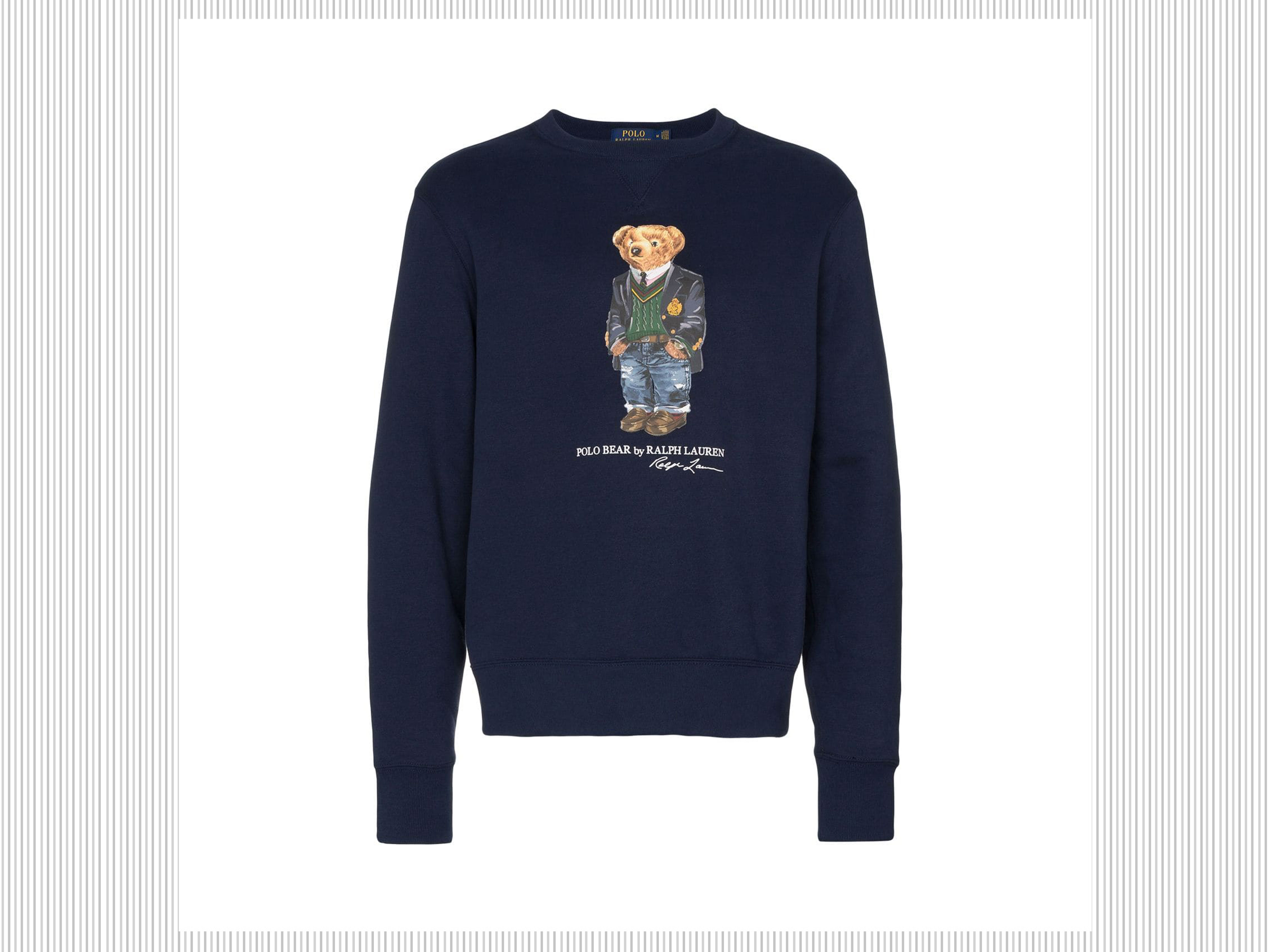 POLO RALPH LAUREN - Felpa stampata blu in misto cotone