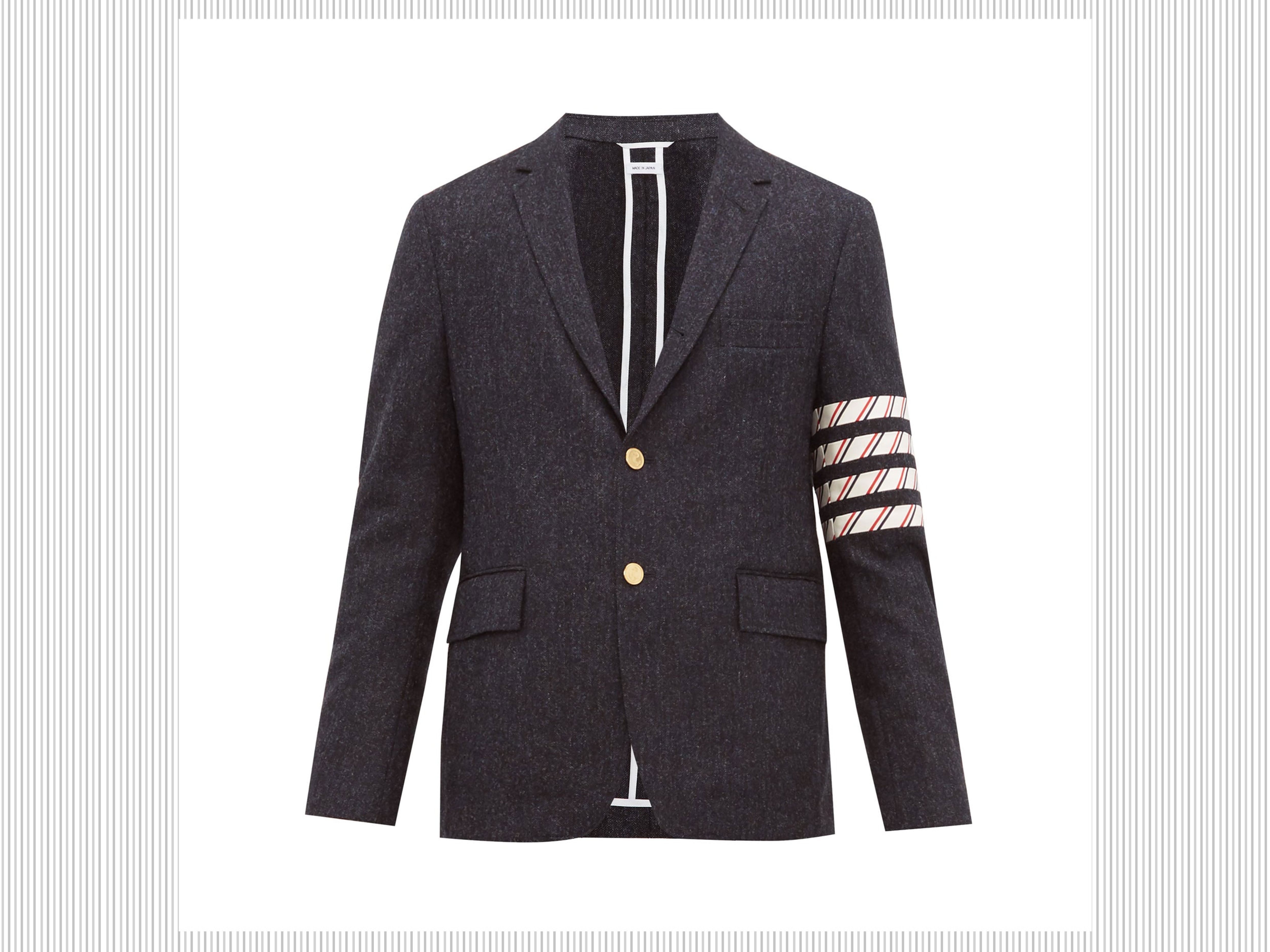 THOM BROWNE Giacca in tweed con righe sulla manica