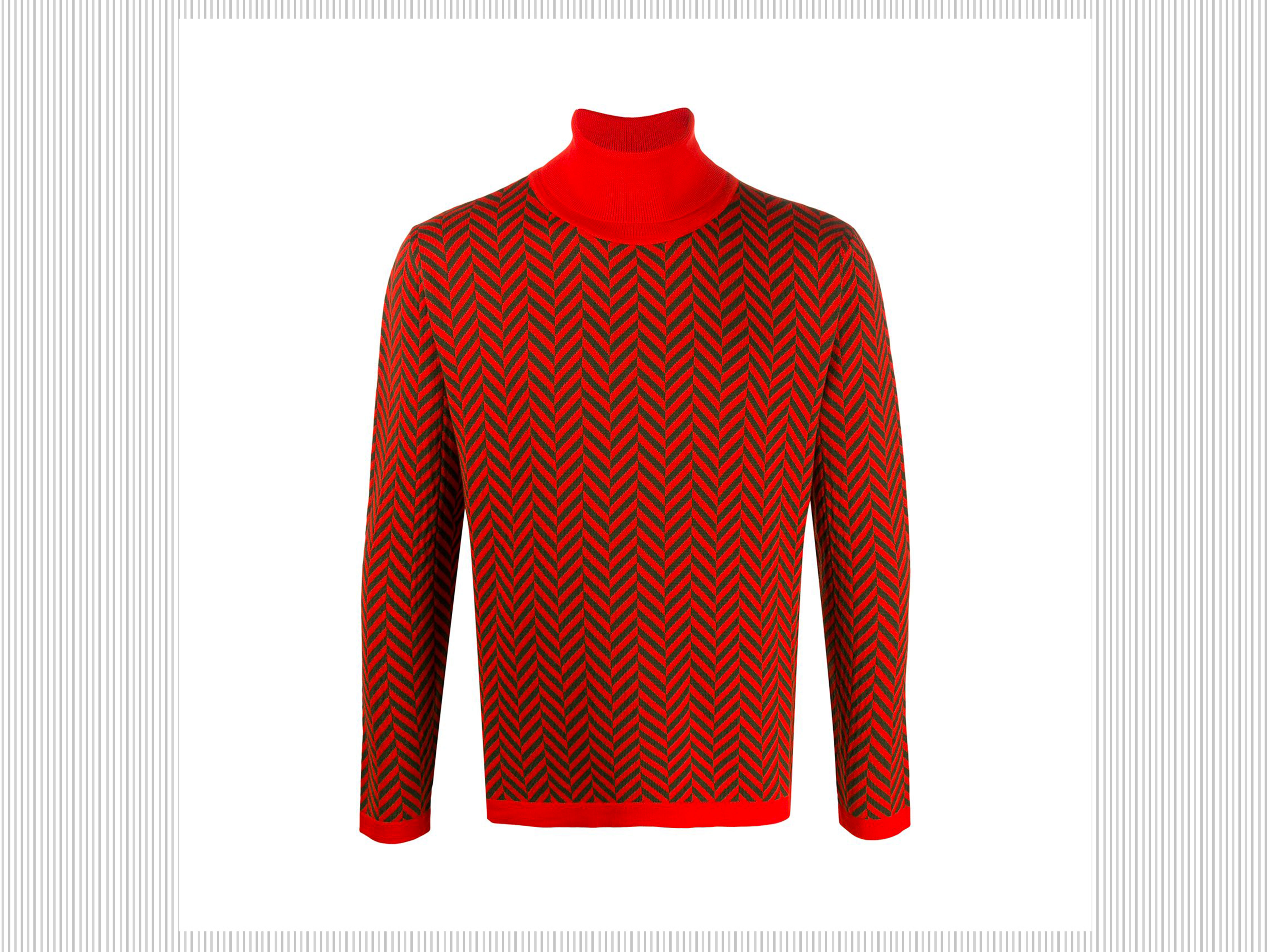 BARENA - Dolcevita rosso con motivo a spina di pesce