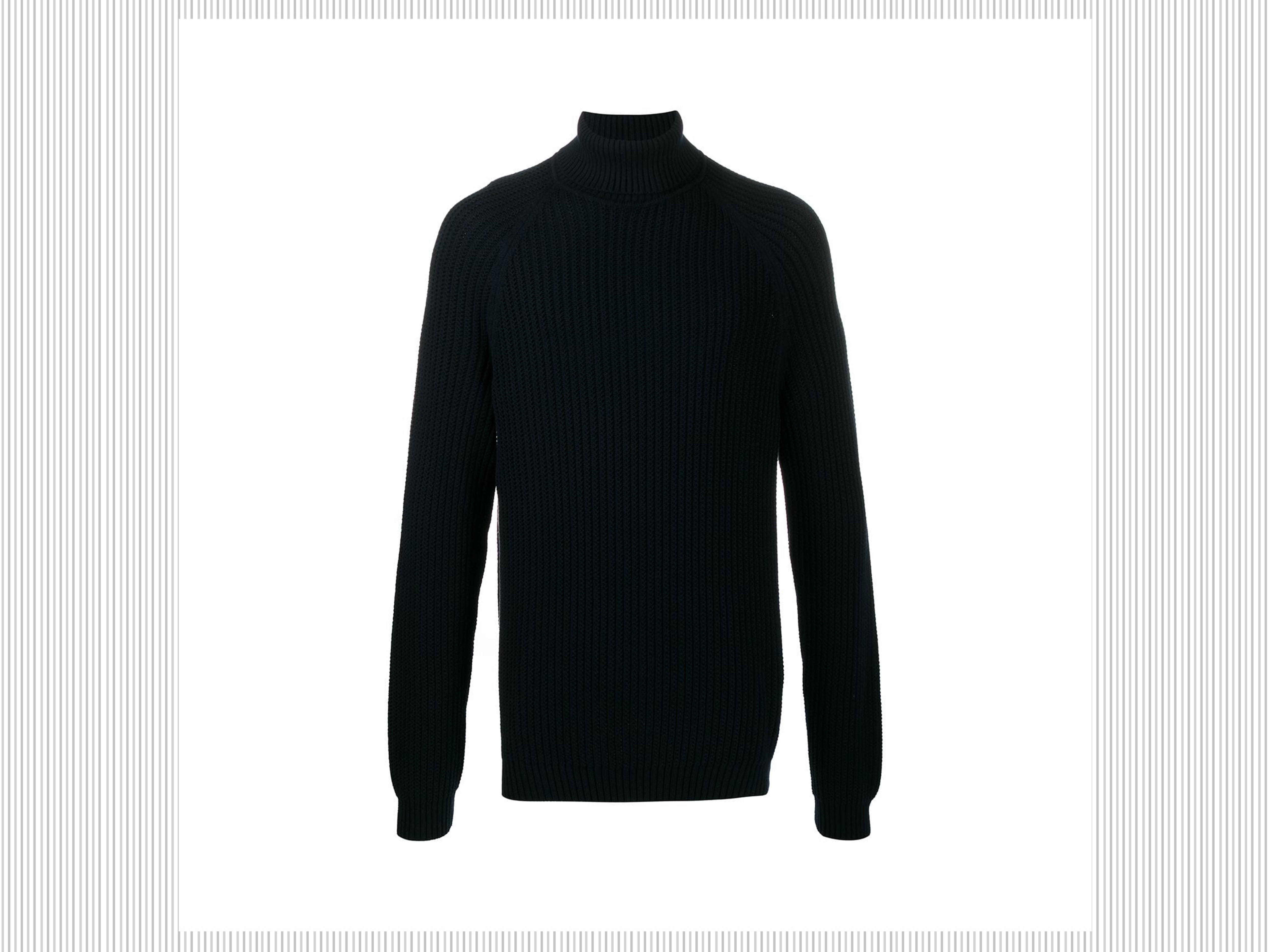 BOSS - Dolcevita blu con lavorazione a coste