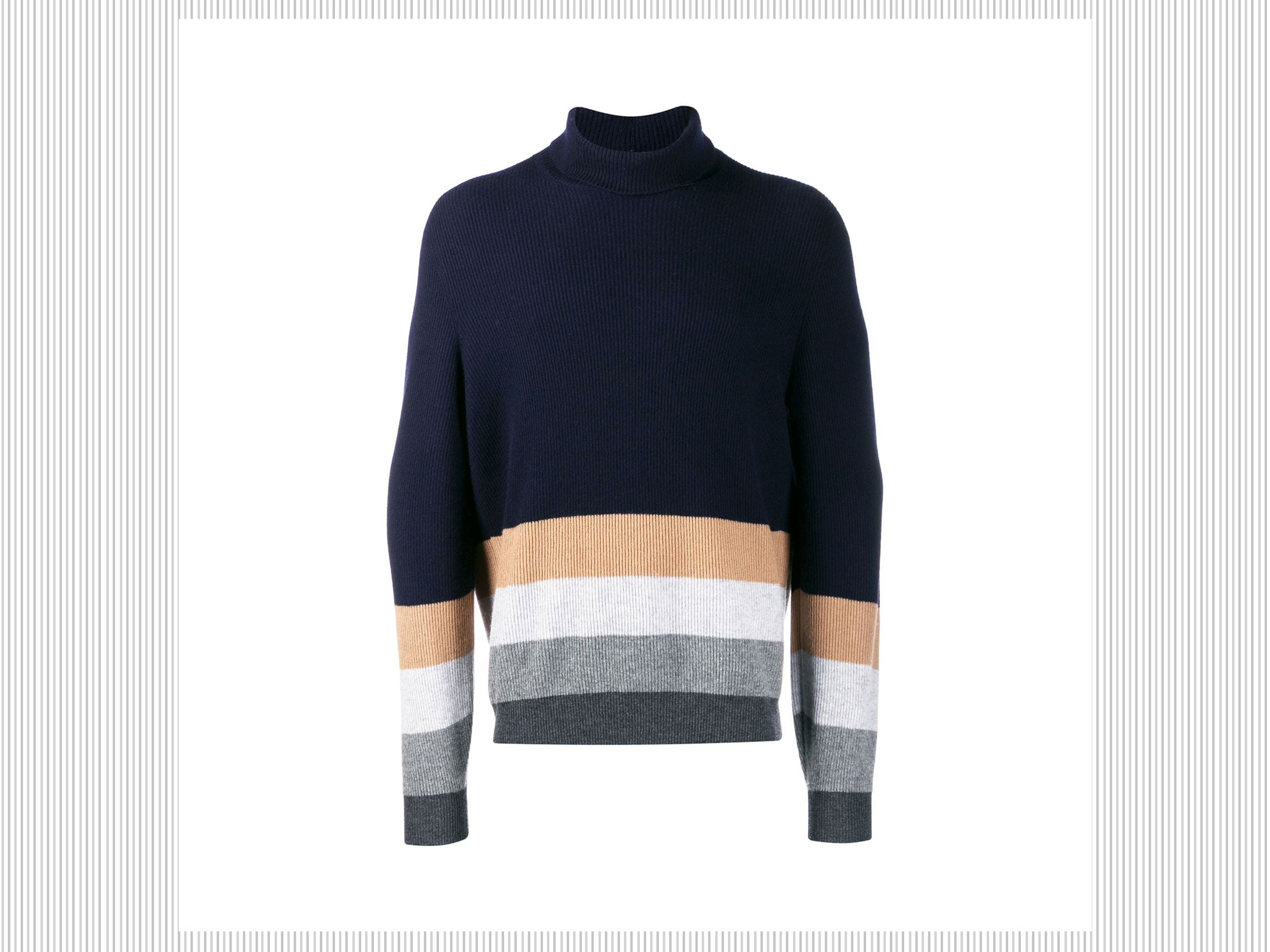 BRUNELLO CUCINELLI - Maglione a collo alto a righe