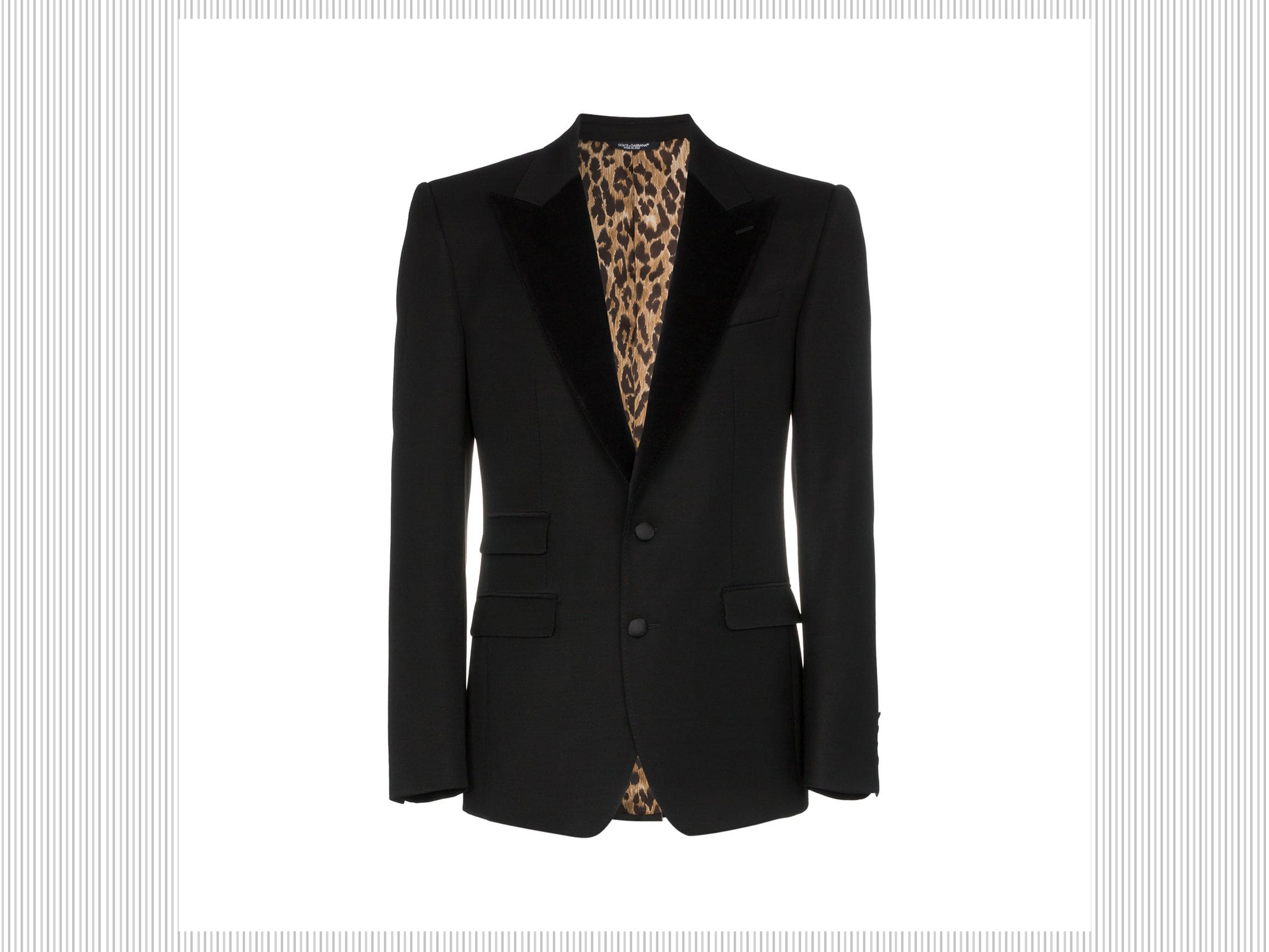 DOLCE&GABBANA - Blazer nero con dettagli leopardati DOLCE&GABBANA - Blazer nero con dettagli leopardati