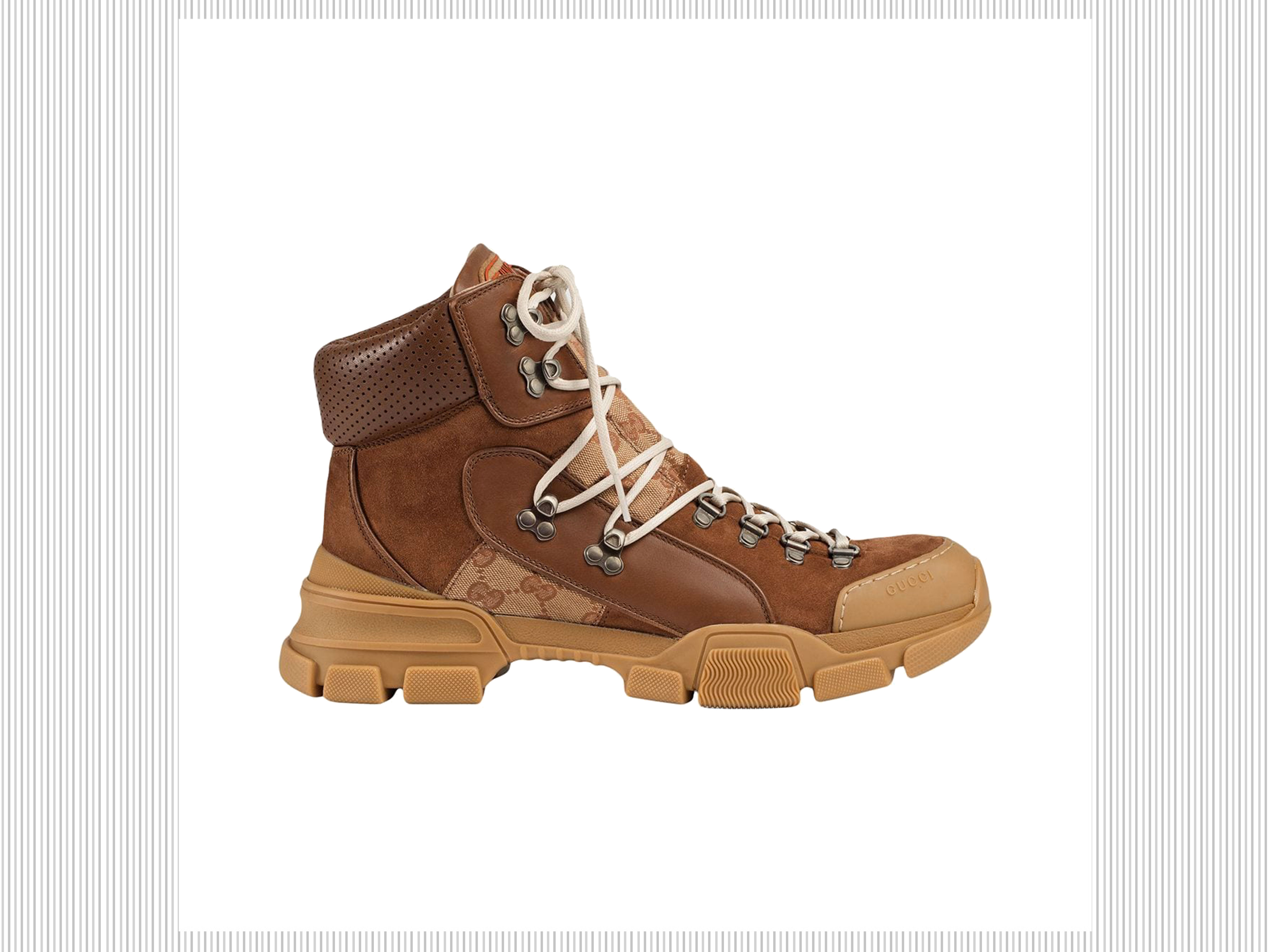 Gucci - Scarponcini in pelle marrone con logo GG