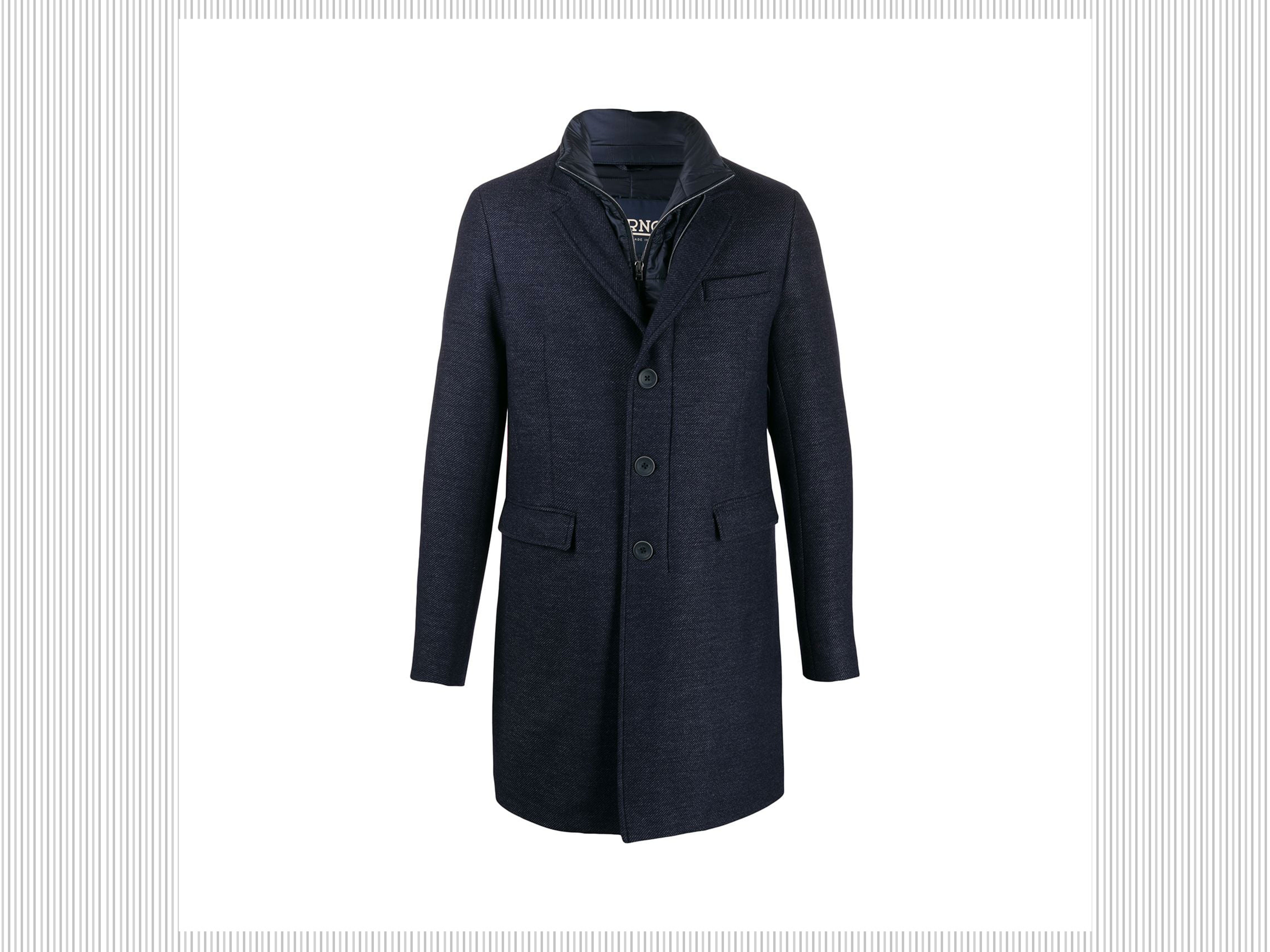 HERNO - Cappotto blu con tasche frontali