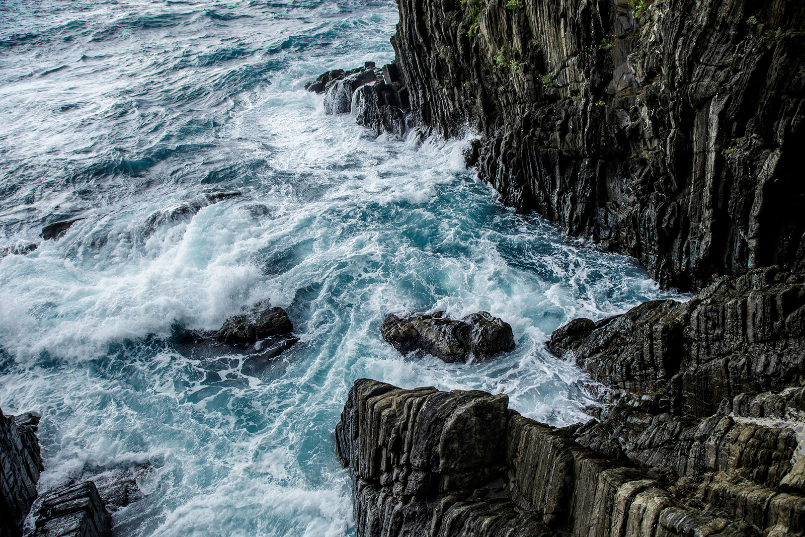 Sea Storm on the rocky coast, Cinque Terre, Italy