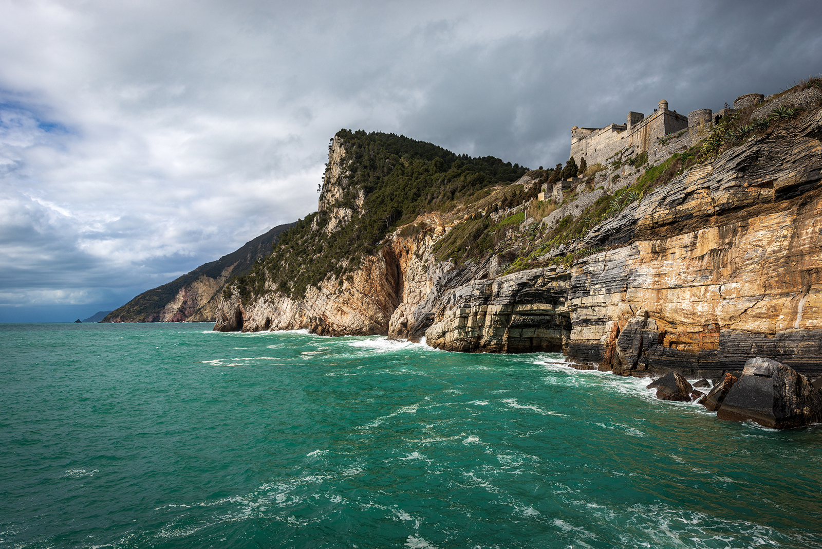 Doria Castle in Portovenere and Mediterranean Sea - Liguria Italy