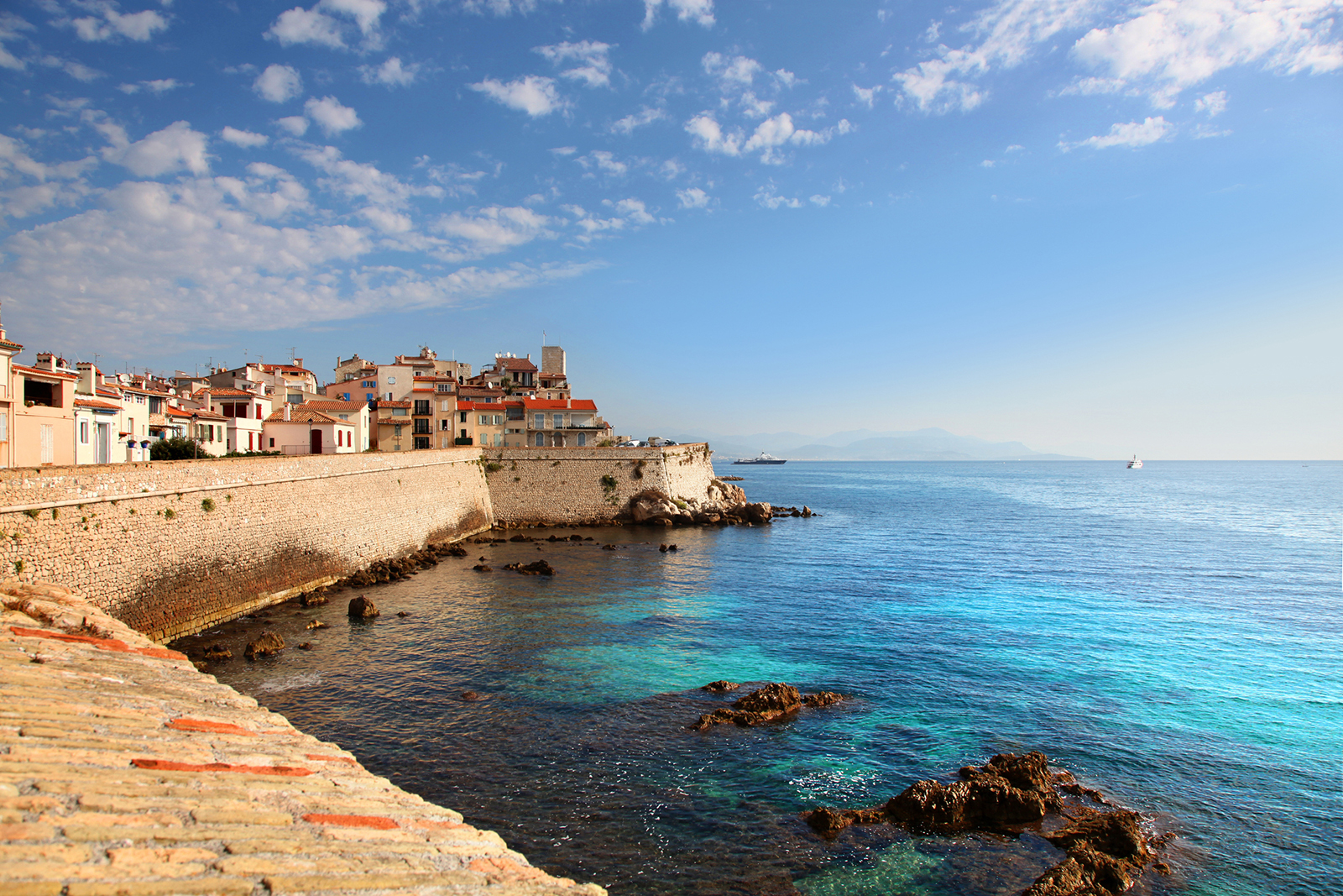 Seawall and harbor in Antibes France