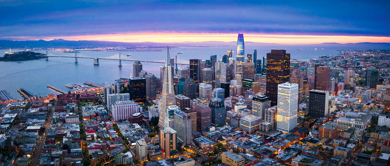 Aerial View of San Francisco Skyline at Sunrise