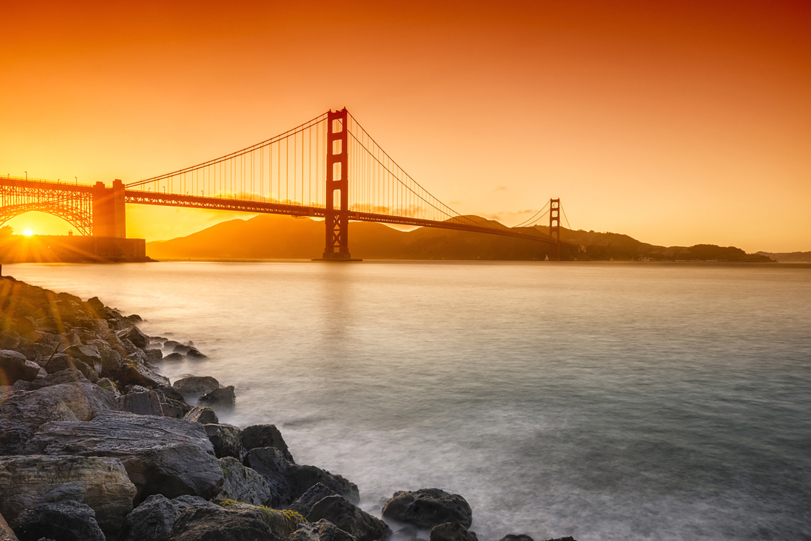 Golden Gate Bridge in San Francisco at Sunset
