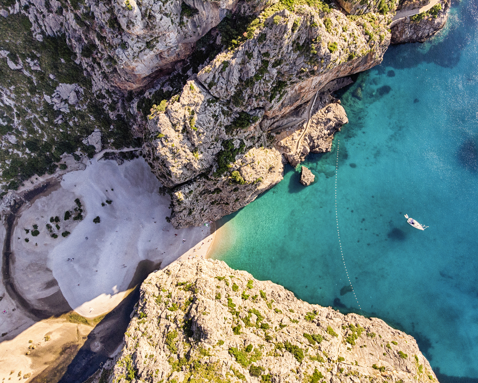 Aerial view of Sa Calobra beach in Mallorca