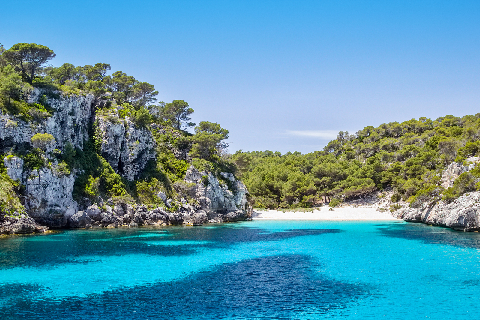 View of Cala Macarelleta beach on Menorca Island