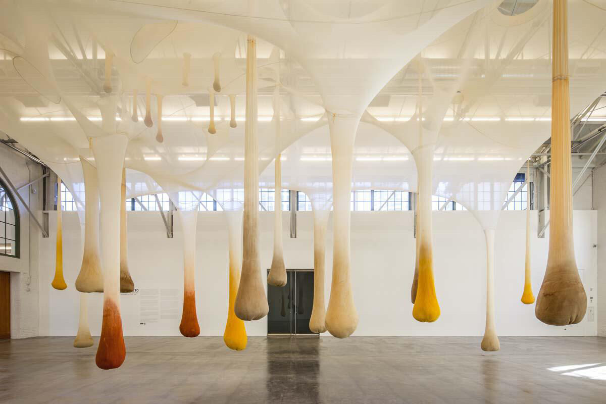 Ernesto Neto Installation view, Ernesto Neto Installation view, Mother body emotional densities, for alive temple time baby son, Museum of Contemporary Art San Diego, 2015 Photo Pablo Mason. Courtesy of the Museum of Contemporary Art San Diego