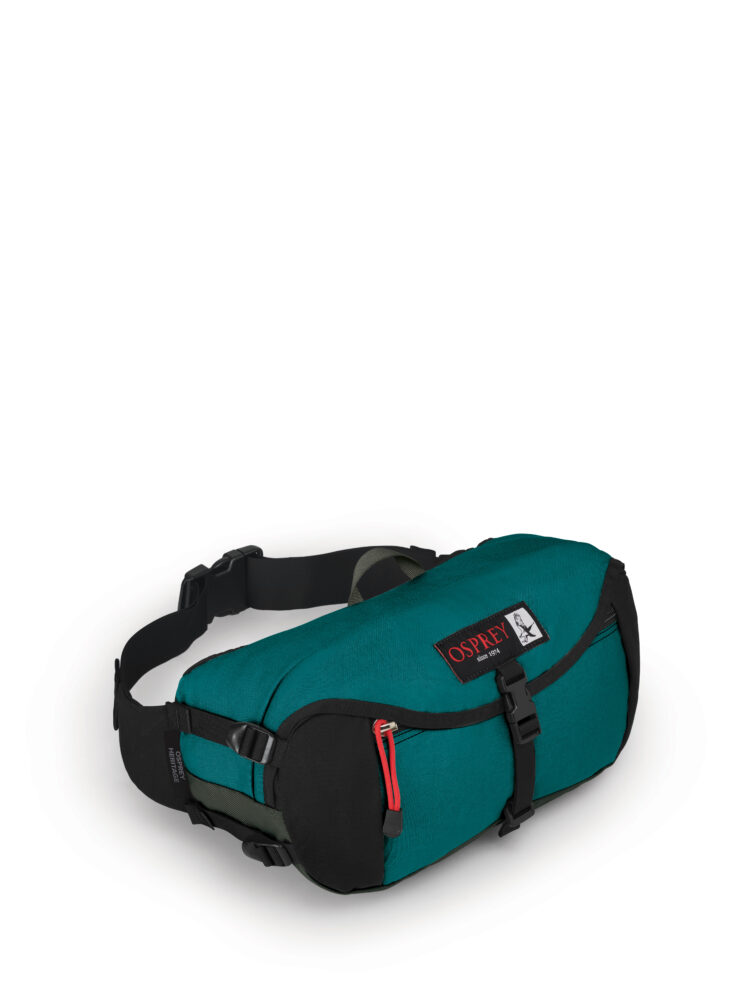 OspreyHeritageWaistPack_F21_Side_DarkPineGreen