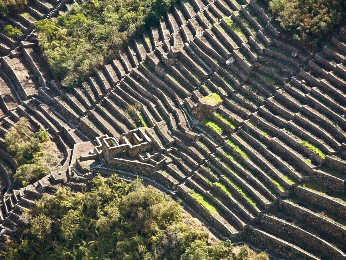 High angle view of the old ruins, Choquequirao, Peru