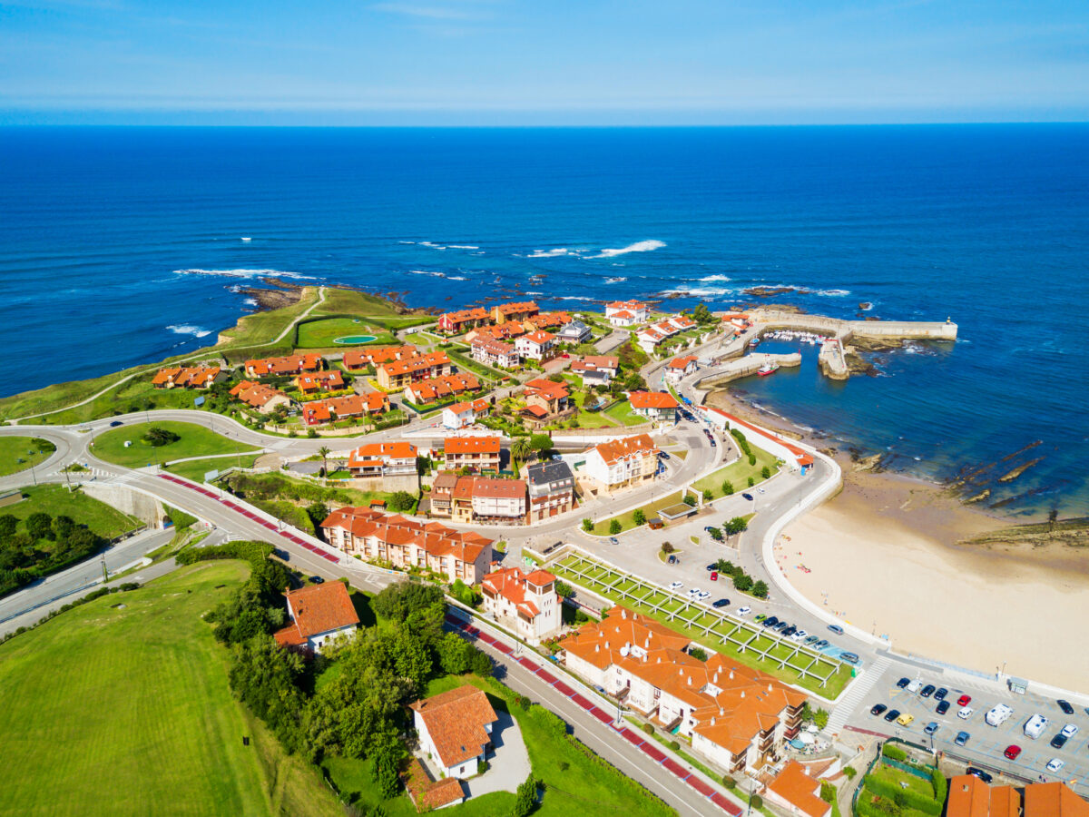Comillas city aerial view, Spain