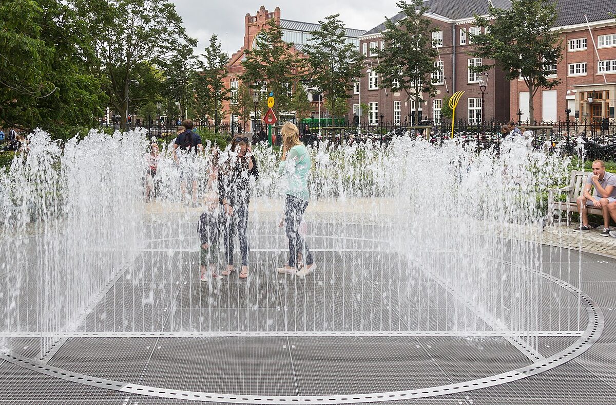 Water feature in sculpture garden Rijksmuseum Amsterdam