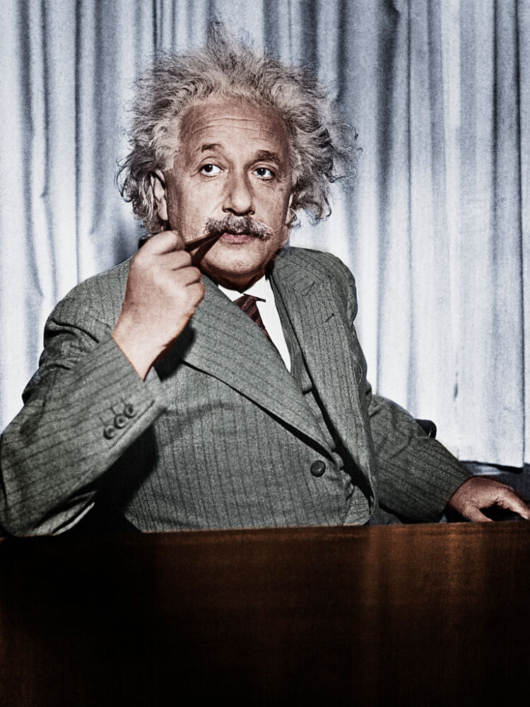 Albert Einstein Smoking Pipe at Table