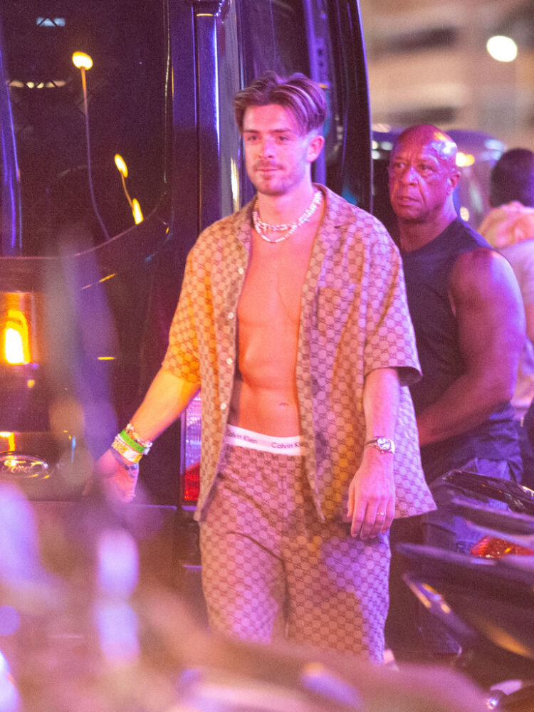 Celebrity Sightings In Ibiza - July 7, 2023 Jack Grealish in completo Gucci durante una serata a Ibiza © Photo by MEGA/GC Images