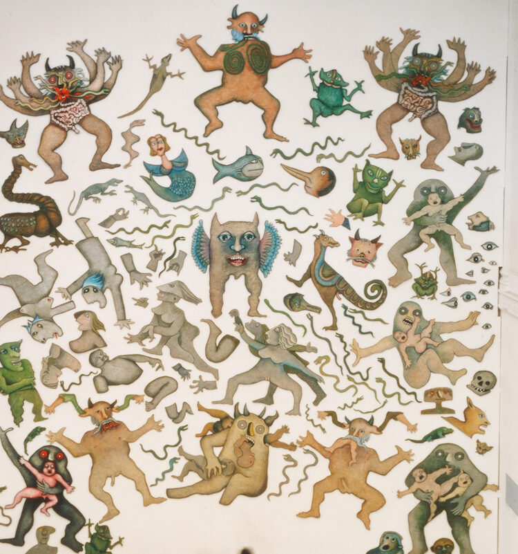 L’Apocalisse allestita a Roma nell’ambito della mostra Enrico Baj. Opere 1951-2001, Palazzo delle Esposizioni, 2002