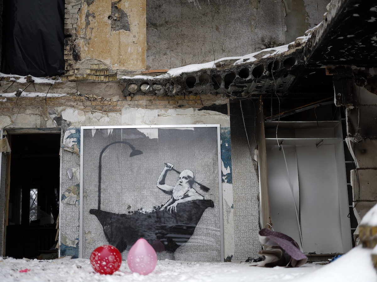 Banksy Artworks Appear Around Ukrainian Capital street art - street artist - graffiti
