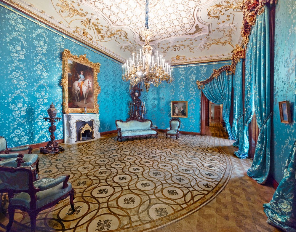 View of the large Mahogany Room on the 2nd piano nobile of Ithe Liechtenstein city palace