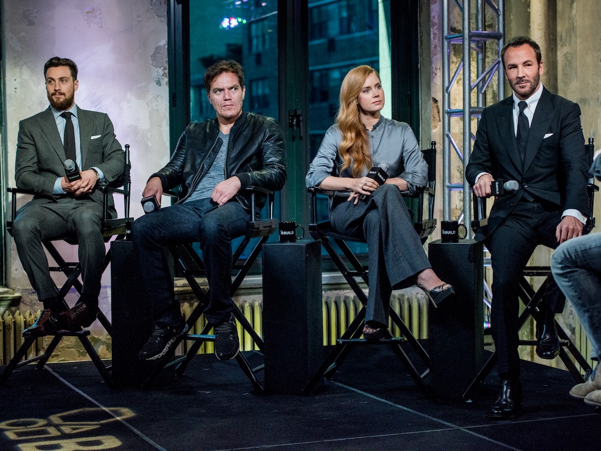 NEW YORK, NY - NOVEMBER 18: (L-R) Aaron Taylor Johnson, Michael Shannon, Amy Adams and Tom Ford discuss "Nocturnal Animals" with The Build Series at AOL HQ on November 18, 2016 in New York City. Tom Ford