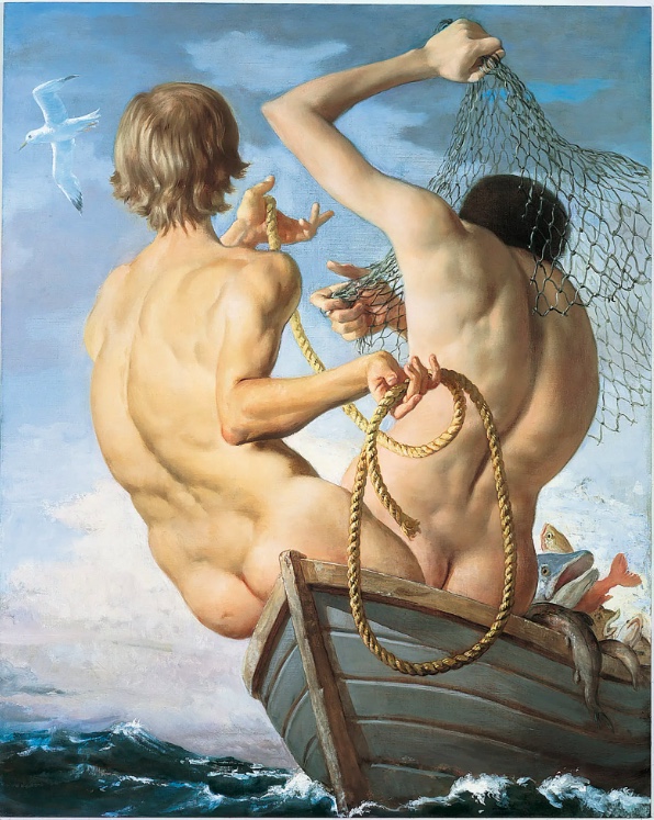 John Currin, Fishermen, 2002 © John Currin. Photo Rob McKeever. Courtesy Gagosian